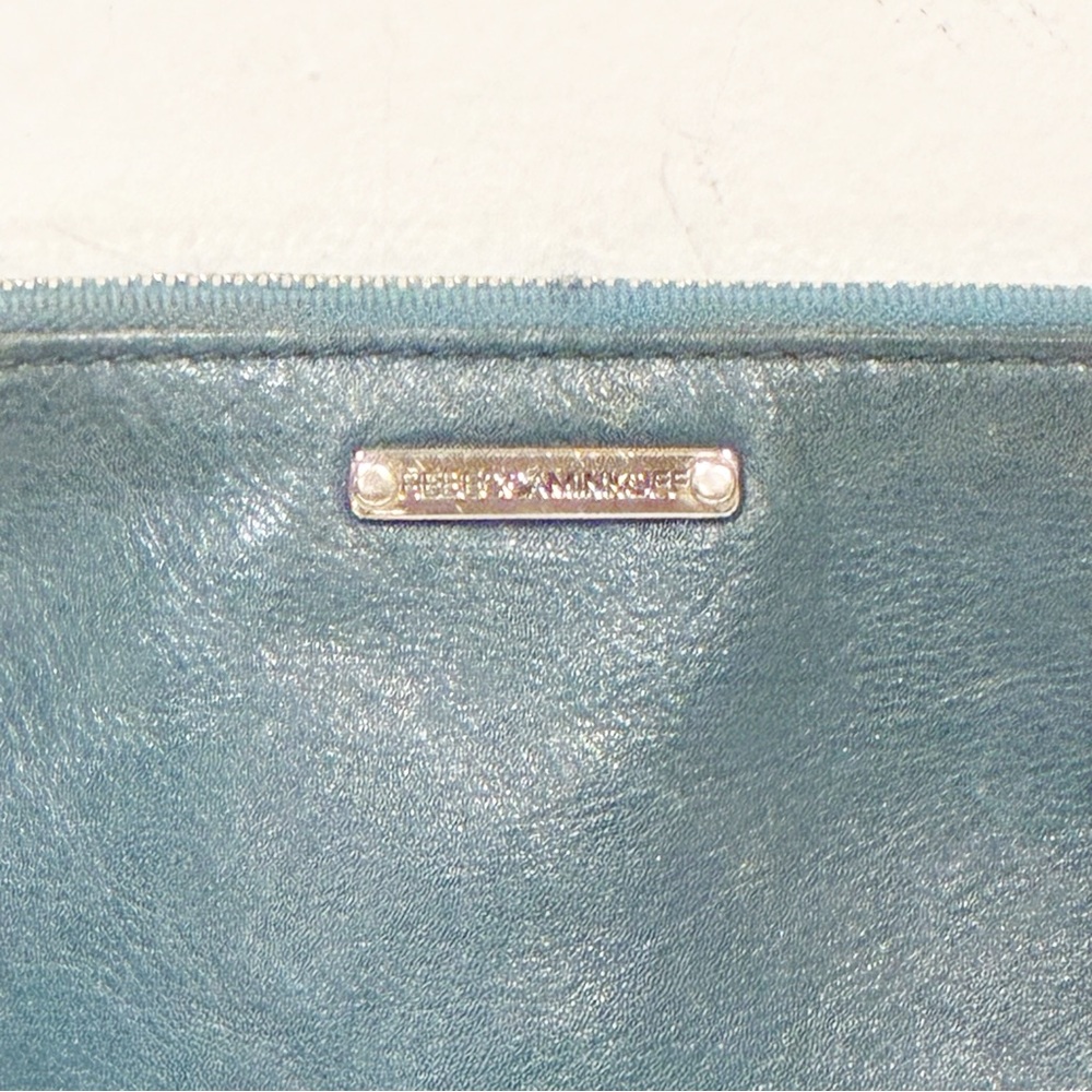 Rebecca Minkoff Green Leather Cosmetic Makeup Bag Full Zip - Picture 2 of 4